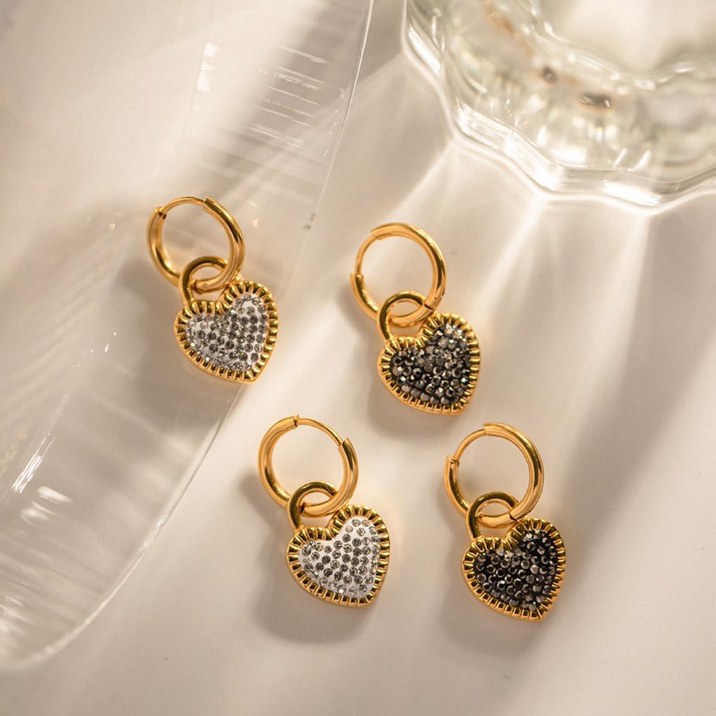 1 пара серег-колец в форме сердца, серьги-подвески с блестящим цирконом, серьги-крючки в форме замка, ювелирное украшение, модный аксессуар для банкета