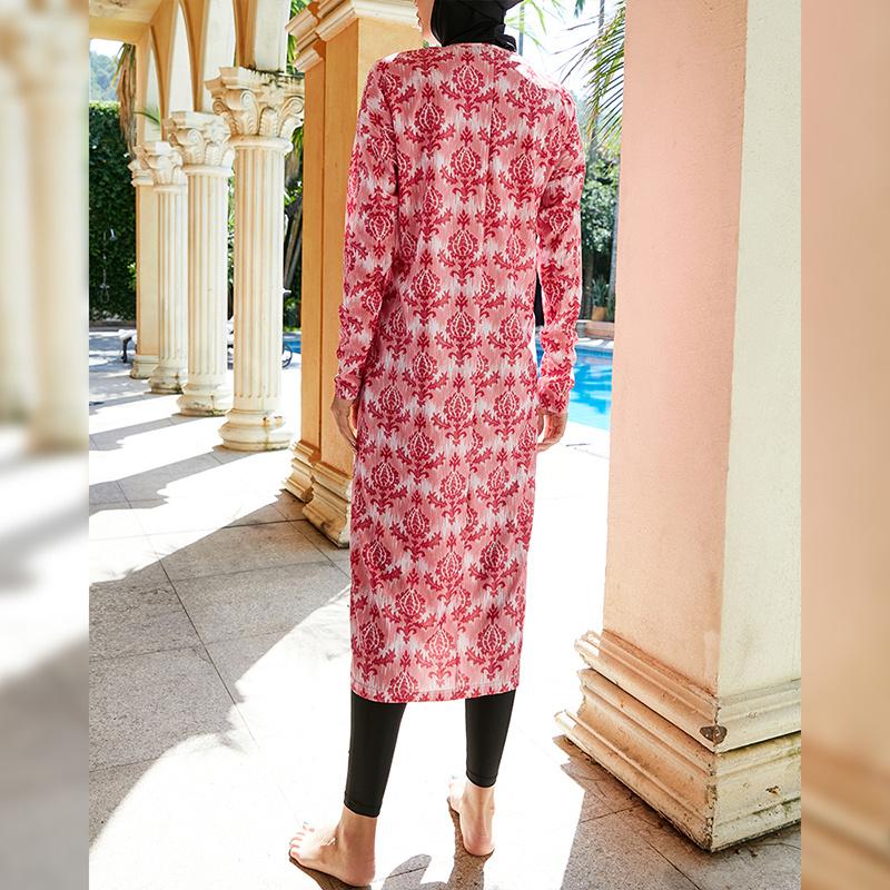 Женский мусульманский купальный костюм с принтом и кепкой, купальник, пляжная одежда, женские купальники с длинными рукавами, исламская одежда буркини, купальный костюм