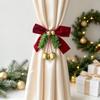 Vintage Curtain Tiebacks Red Bow Golden Bell Design Easy to Use Drapery Holders for Living Room Dining Room Home Decor