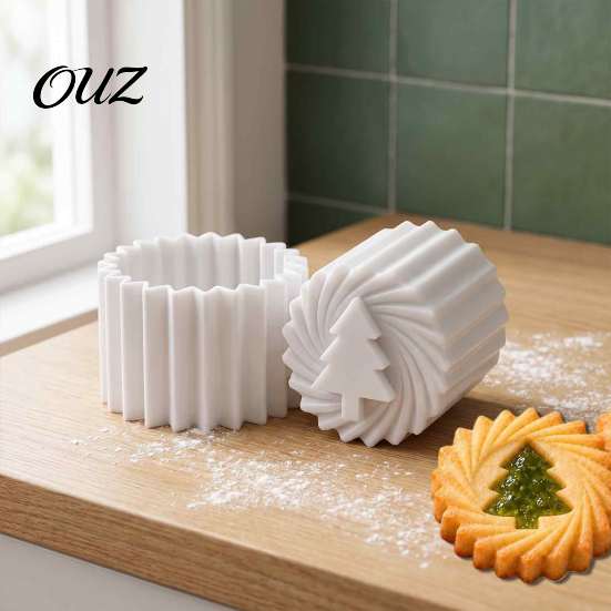 Pastry Embossing Mold Double-Sided Mooncake Press Mold, 2-in-1 Plastic Stamp, Christmas Homemade Dessert Tree Design Decorative Baking Tool
