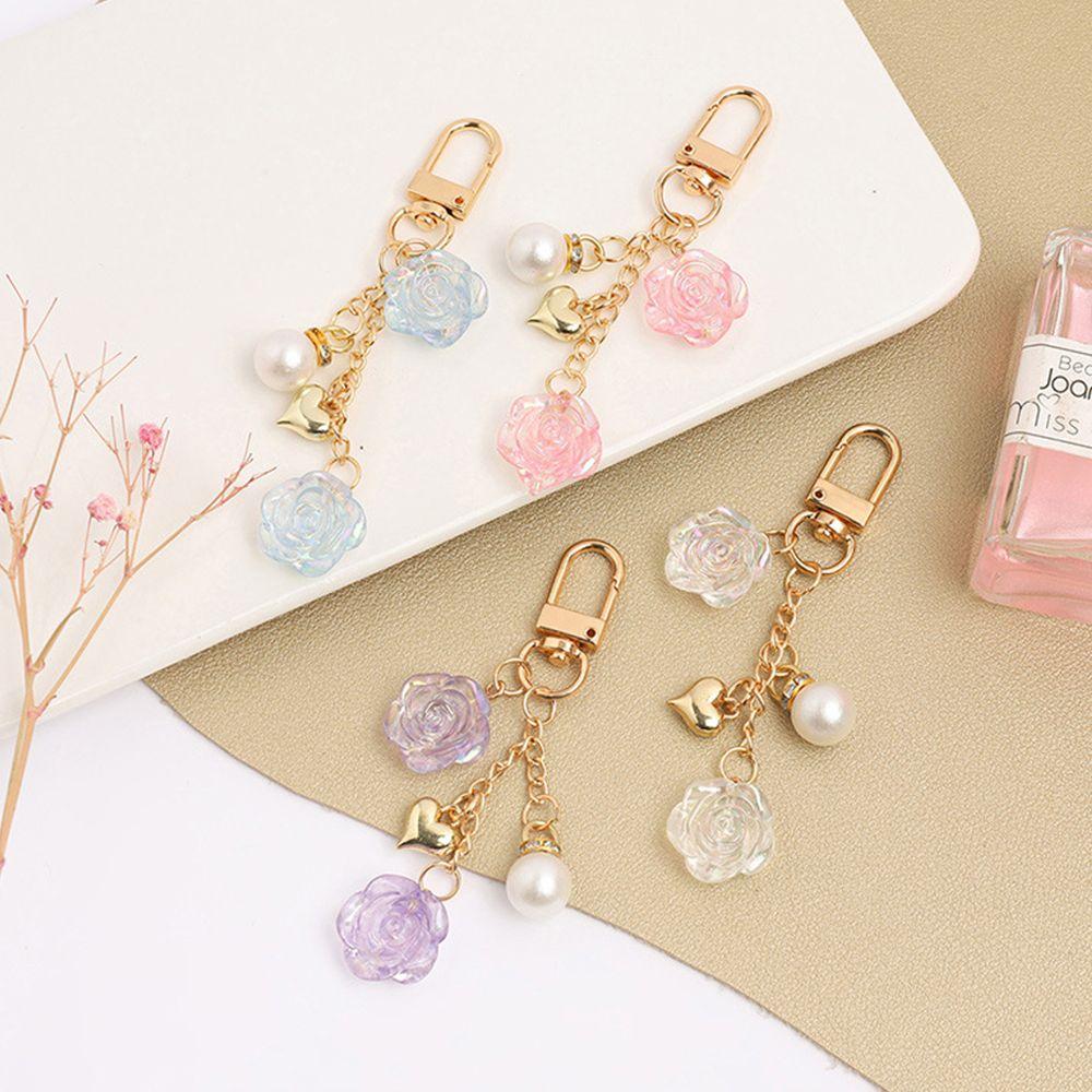 Pearls Pendant Bag Pendant Women Key Chain Korean Style Pendant Rose Car Key Ring Ornaments