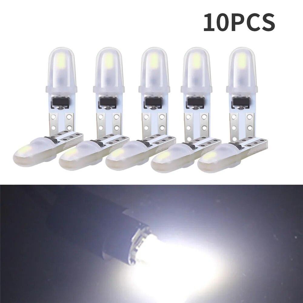 10Pcs T5 Car Led Bulbs Dashboard Lights 3014 2SMD LED Light 12V Car Interior Light Auto Side Wedge Instrument Gauge Lamp Bulbs
