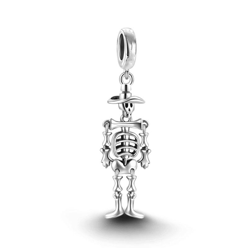 New 925 Silver Ghost Soul Pumpkin Skeleton Bat Pendant Bead Charm Fit Bracelet DIY Jewelry Halloween Gift
