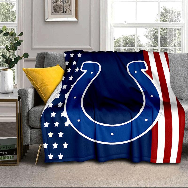 Indianapolis Colts Logo Portable Blanket/Soft Blanket Bedding Blanket Suitable for Travel Camping Living Rooms Offices Sofas Fan Gifts
