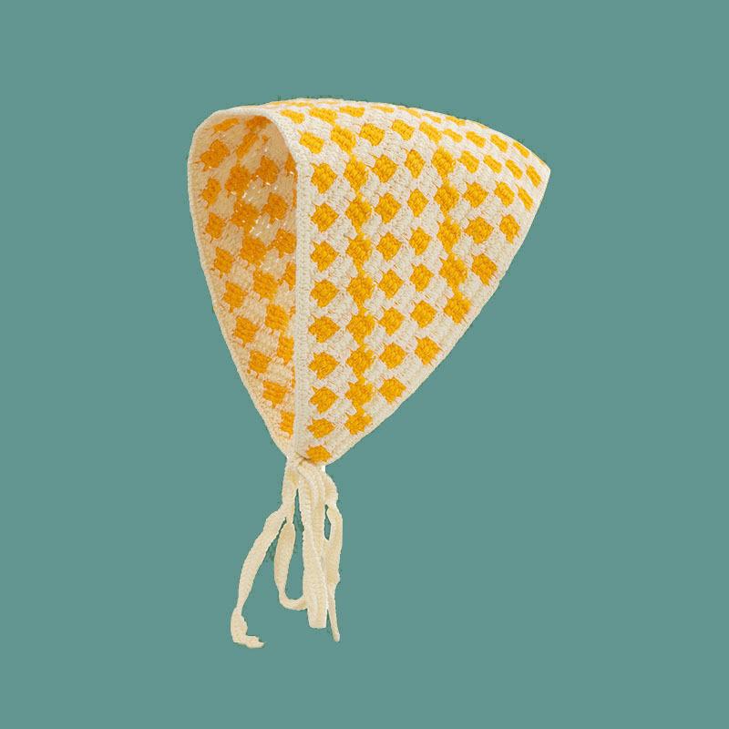 Вязаная ретро повязка на голову с полым треугольником, ромашка, клубника, ручная работа, вязаный крючком треугольный шарф, головной убор, ручной работы платок для головы