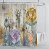 Растение Цветочная Шторка для душа Водонепроницаемая шторка для душа Полиэфирная ткань 3D-печать Шторка Украшение для ванной комнаты С крючками