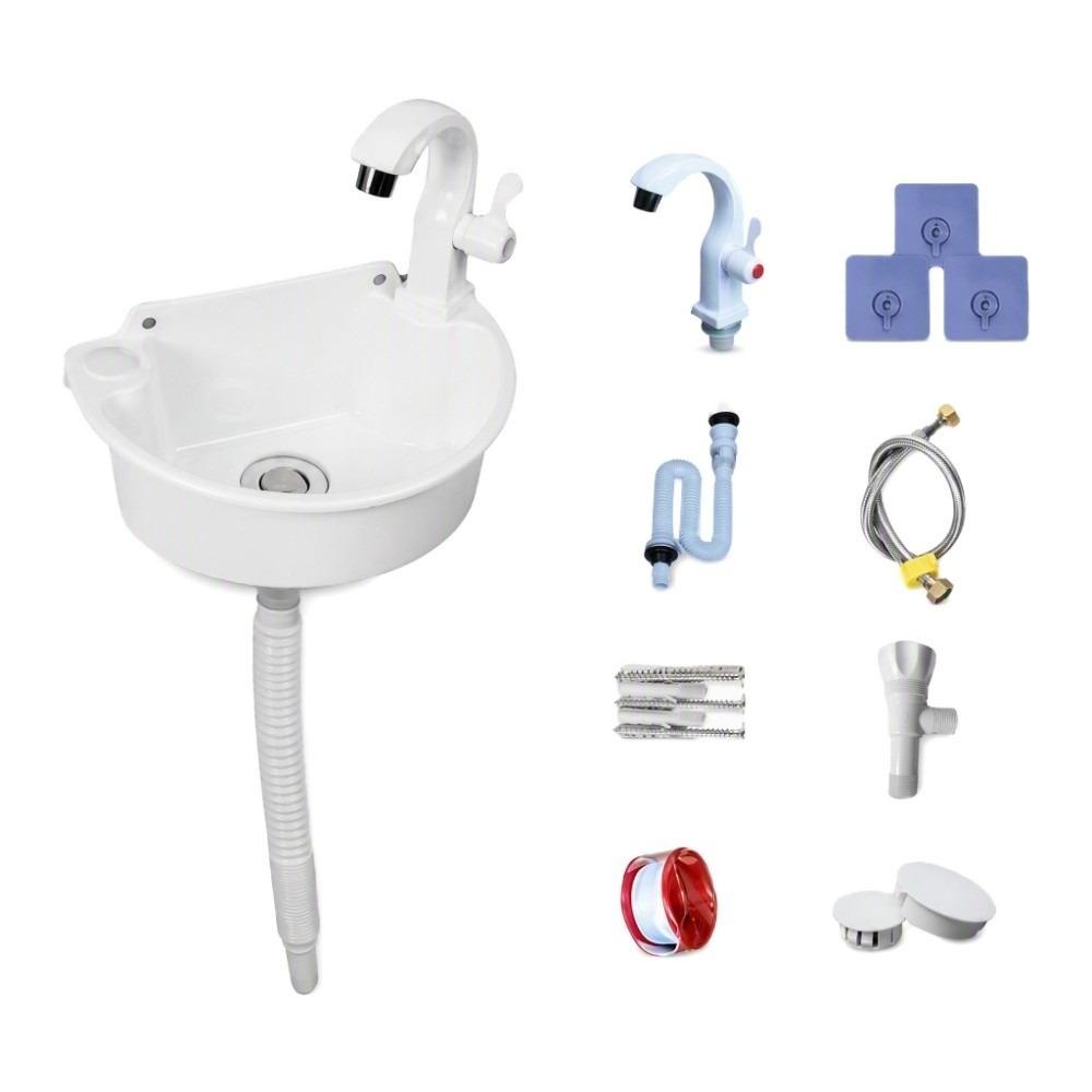 Self-Adhesive Wall Mounted Sink No-Drill Installation Wash Basin Mini Mount Basin For Camping