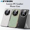 KEYSION Grid Pattern PU Leather Case for VIVO X200 Pro 5G Plating PC Camera Lens Protection Phone Back Cover for VIVO X200 Pro