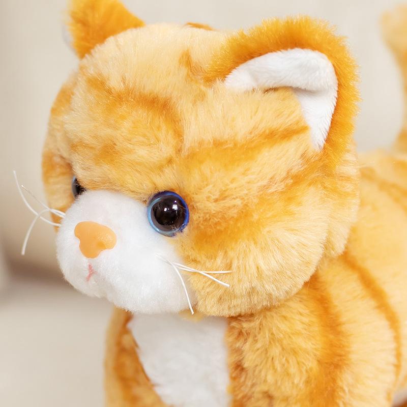 20cm Stuffed Cat Plush Toy Simulation American Shorthair Cute Cat Ginger Cat Pet Toys Lifelike Christmas Birthday Gifts Home Dec