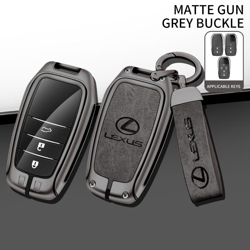 BJYL6 Interior Stickers 2/3/5 Buttons Zinc Alloy Leather Car Key Case Fob Cover Holder Keychain For Lexus LM300H LM Keyless Protection