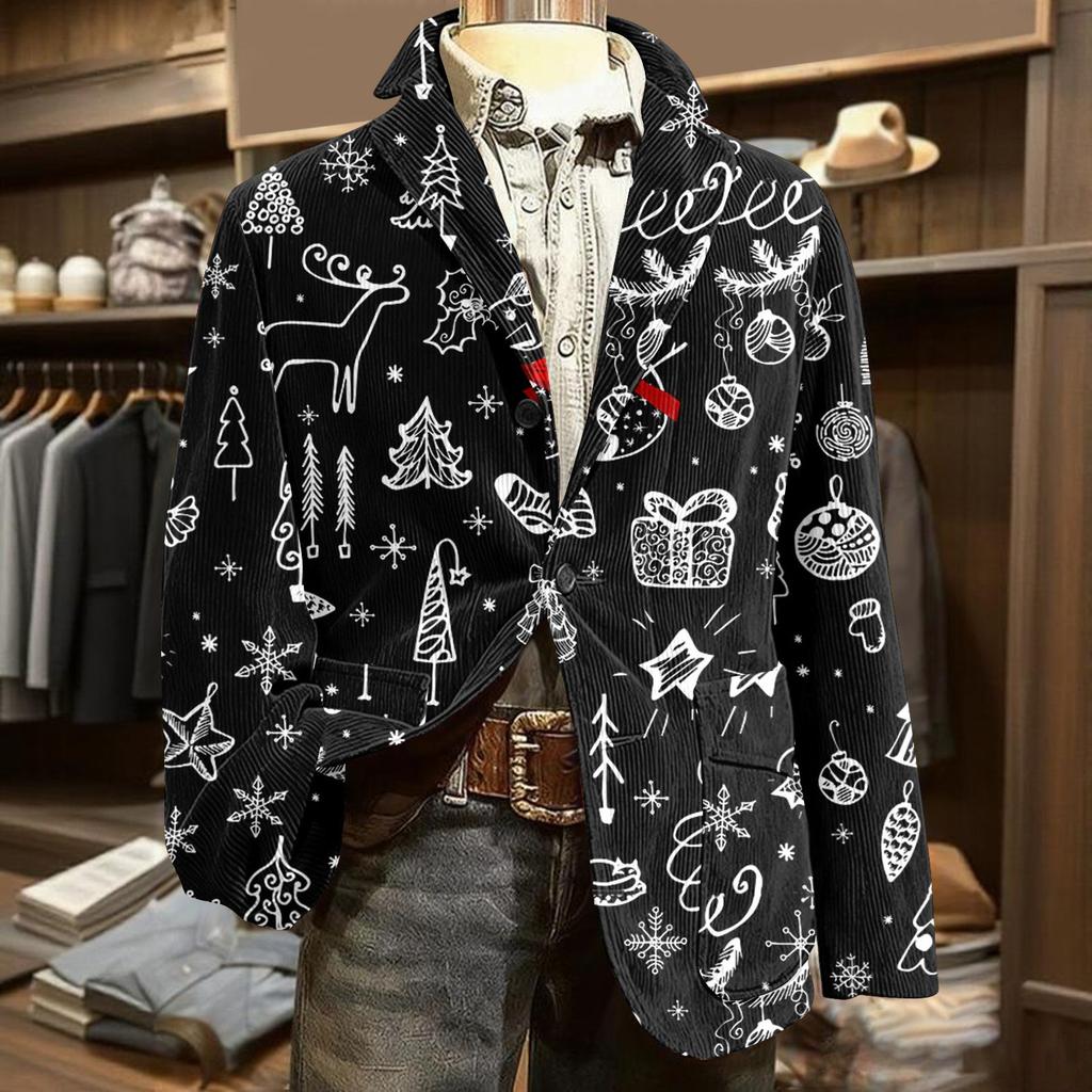 Мужской уродливый рождественский вельветовый теплый карманный пиджак-кардиган, мужской повседневный костюм