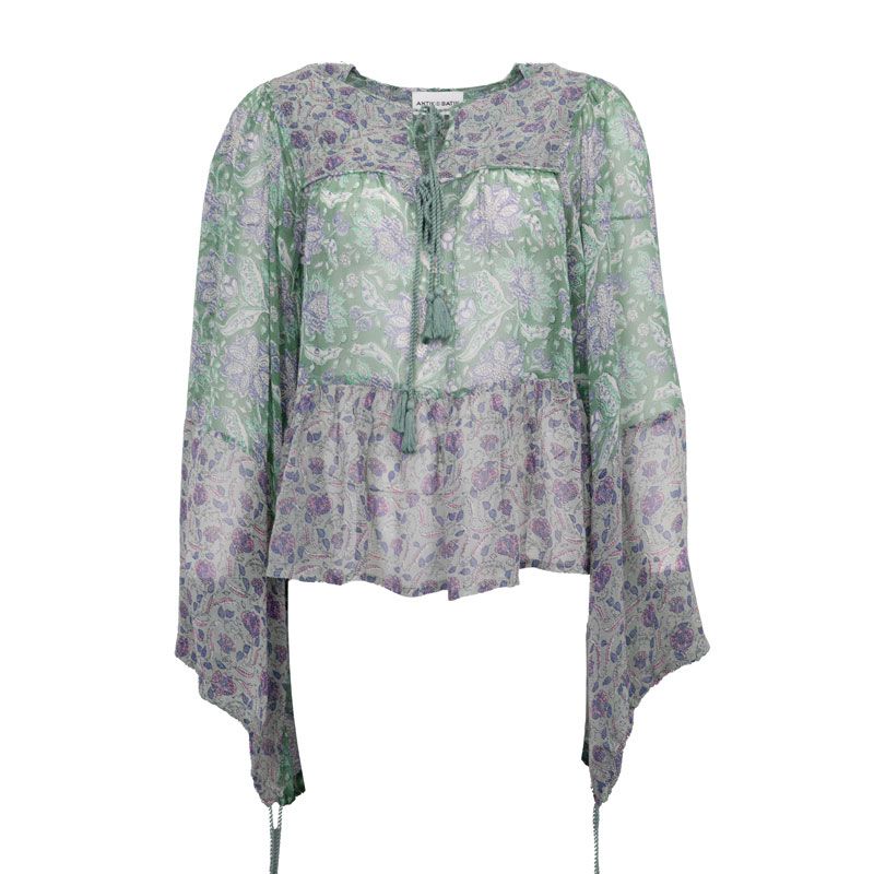 Топ с длинными рукавами loah прозрачный с цветами Женский ANTIK BATIK