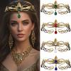 Винтажная Королевская Круглая Корона Эльфов Золотого Цвета Кристальная Корона Богини Женская Мужская Винтажная Повязка на Голову с Листьями Диадема Свадебные Аксессуары для Волос
