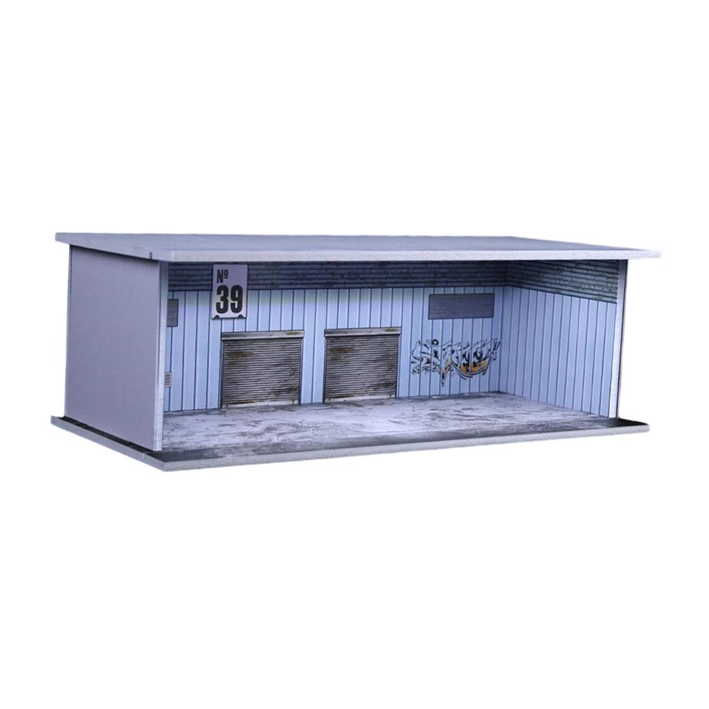 1/64 Scale Model Car Display Case for Garage, Sliding Acrylic Door, , Diorama Scene, Suitable