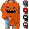 Женские повседневные модные толстовки с длинным рукавом и круглым вырезом с принтом Хэллоуина, пуловер, топ