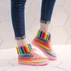 Fashion Ankle Rain Boots Removable Cover Platform Lace Up PU Waterproof Motorcycle Colorful Ankle Mature Boots Woman Shoes Dfv45