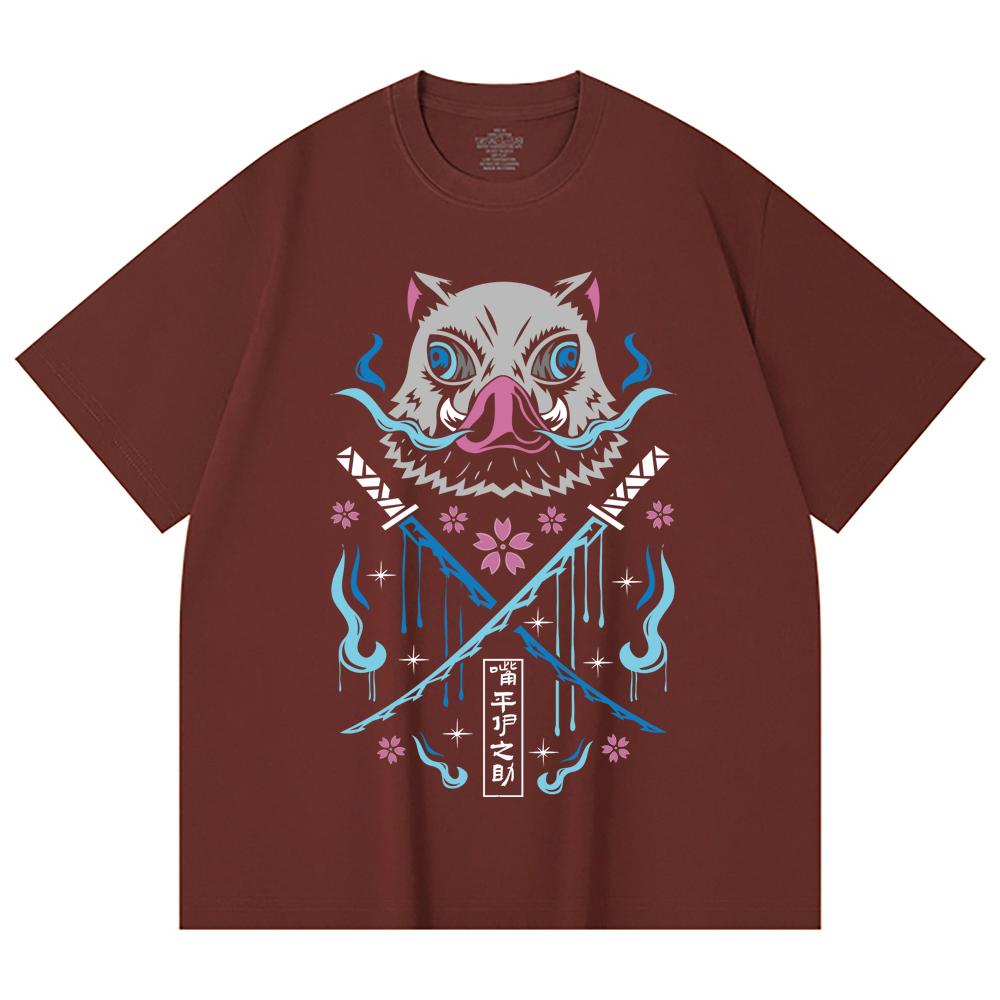 230 Gsm 100% Cotton Demon Slayer V97 Inosuke Print Unisex Heavy Cotton T Shirt