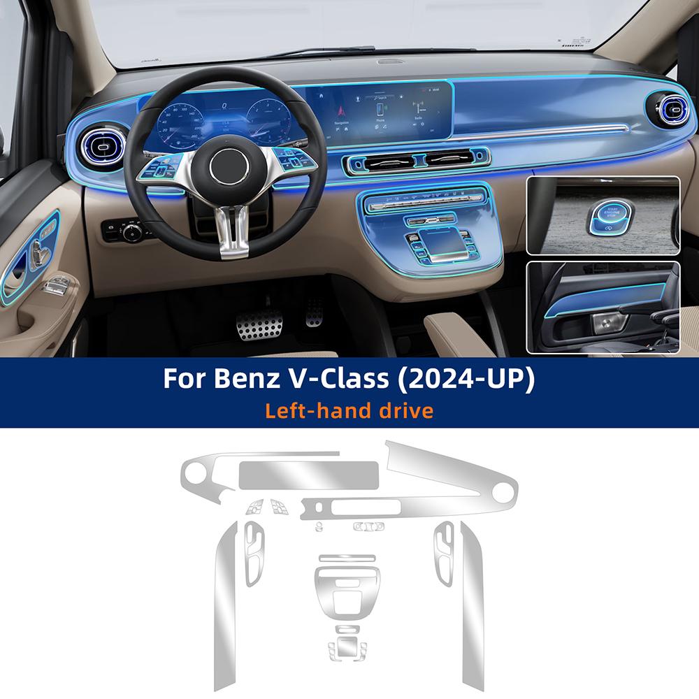 Защитная пленка из ТПУ для интерьера Mercedes Benz V-Class W639 2024 2025 2026, прозрачная, устойчивая к царапинам, самовосстанавливающаяся, для центральной консоли автомобиля