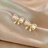 Elegant S925 Silver Bow Pearl Earrings for Women - Trendy Korean Design