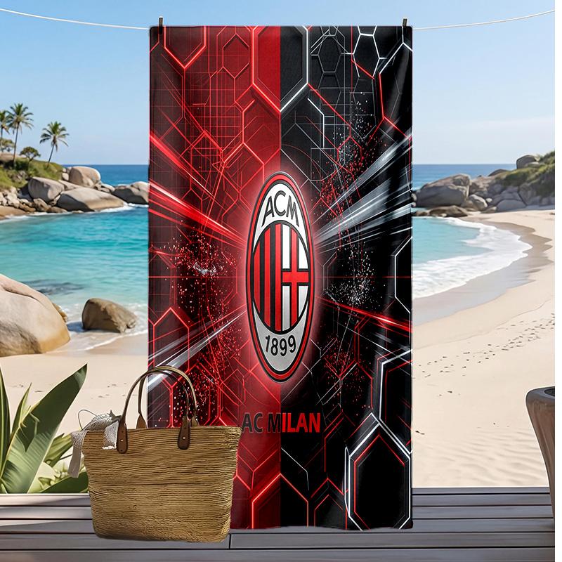 Пляжное полотенце с принтом AC Milan, быстросохнущее, мягкое, портативное, большое, прямоугольное, пляжное покрывало для путешествий, бассейна