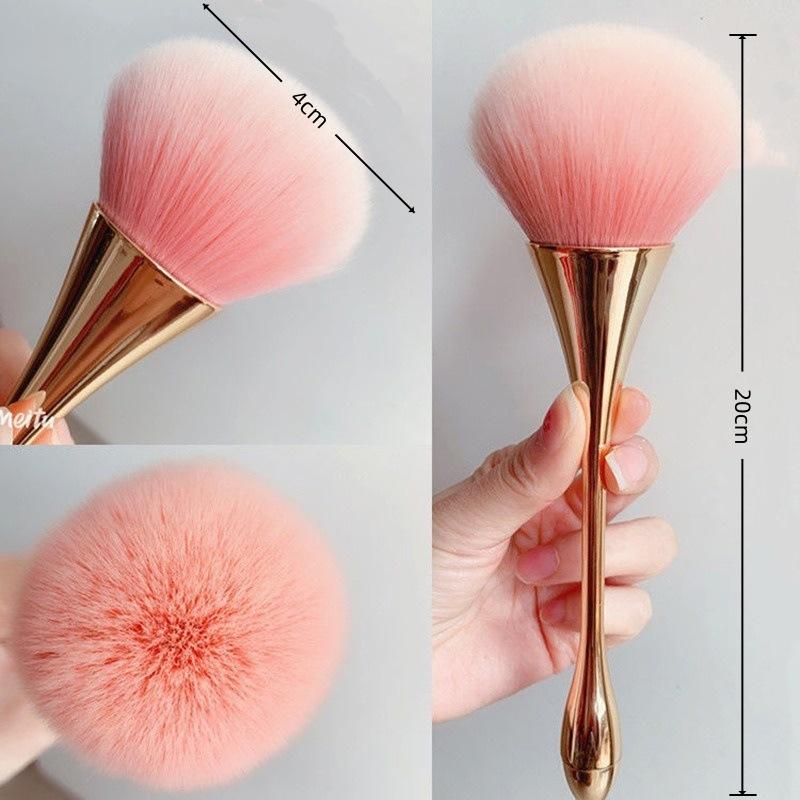 Large Waist Handle Makeup Brush, Fluffy Loose Powder & Blush Brush for Beginners, Soft Bristle Multifunctional Nail Dust Brush for Manicure Cleaning