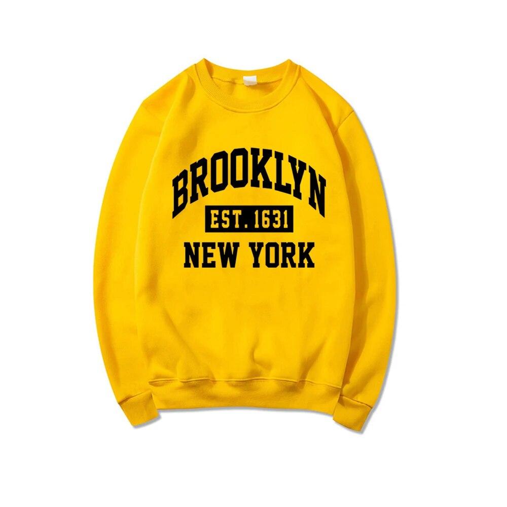 Толстовка с рисунком Brooklyn NYC с надписью Brooklyn New York Рубашки с капюшоном Нью-Йоркский подарок Осенний пуловер унисекс Повседневная уличная толстовка унисекс