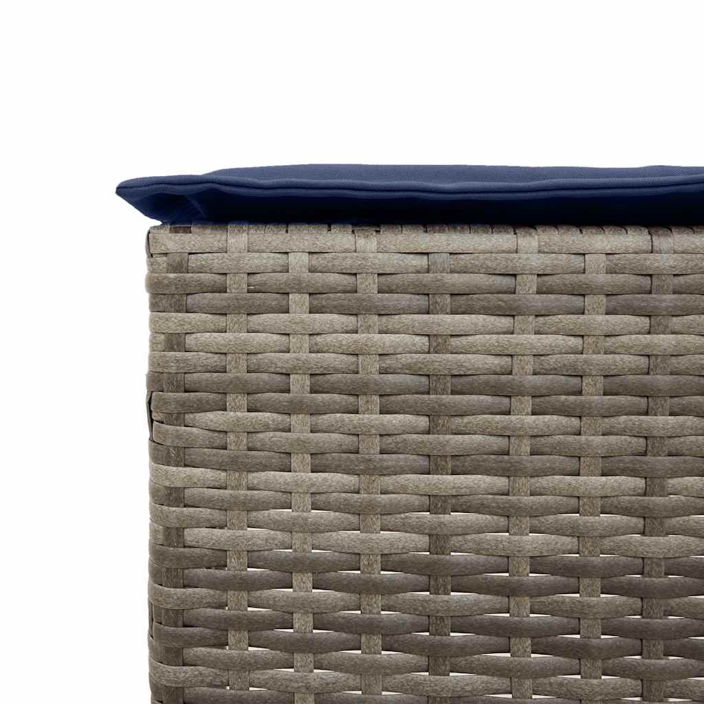 Garden Bar Stool with Cushions 2 pcs Grey Poly Rattan
