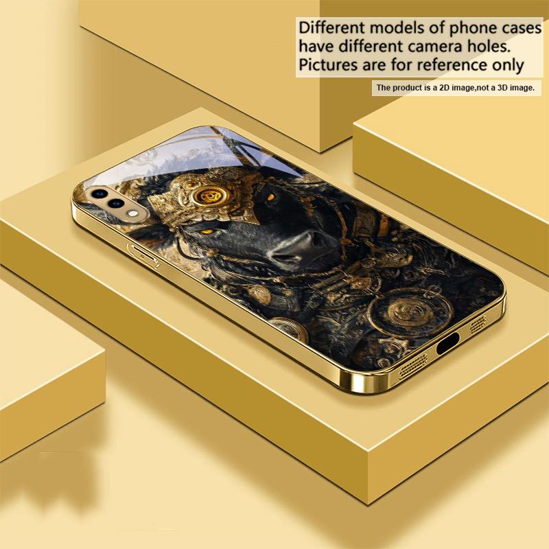 Тигр Короны Для Samsung A 01 52S A04 A05S A10 A12 13 22 23 24 36 42 M02 Note 10 20Ultra 8 9 Золотой стеклянный чехол для телефона