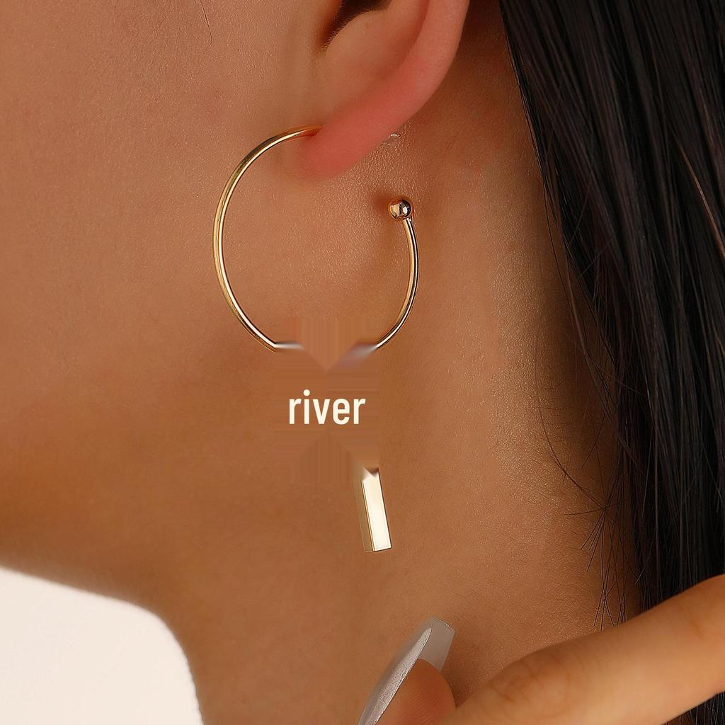 Ретро европейские и американские металлические серьги-гвоздики с холодными каффами для ушей - Простые, гладкие, высококлассная мода.