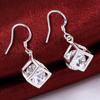 925 Sterling Silver Ecklace Earringsfine Crystal Lattice Pendant N For Woman Jewelry Sets Fashion Party Wedding Gifts