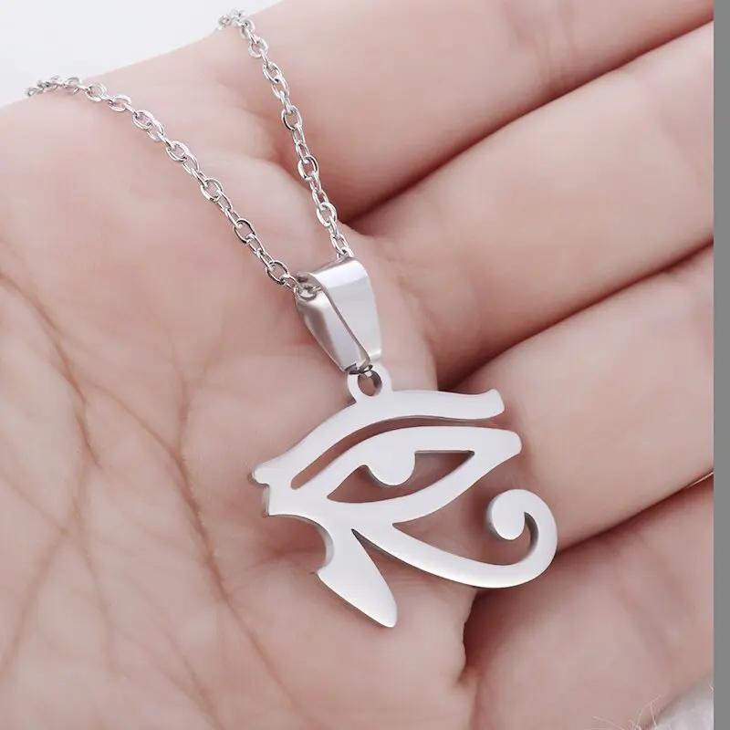 Rotating Eye of Horus Necklace for Men Retro Egyptian Amulet Pendant