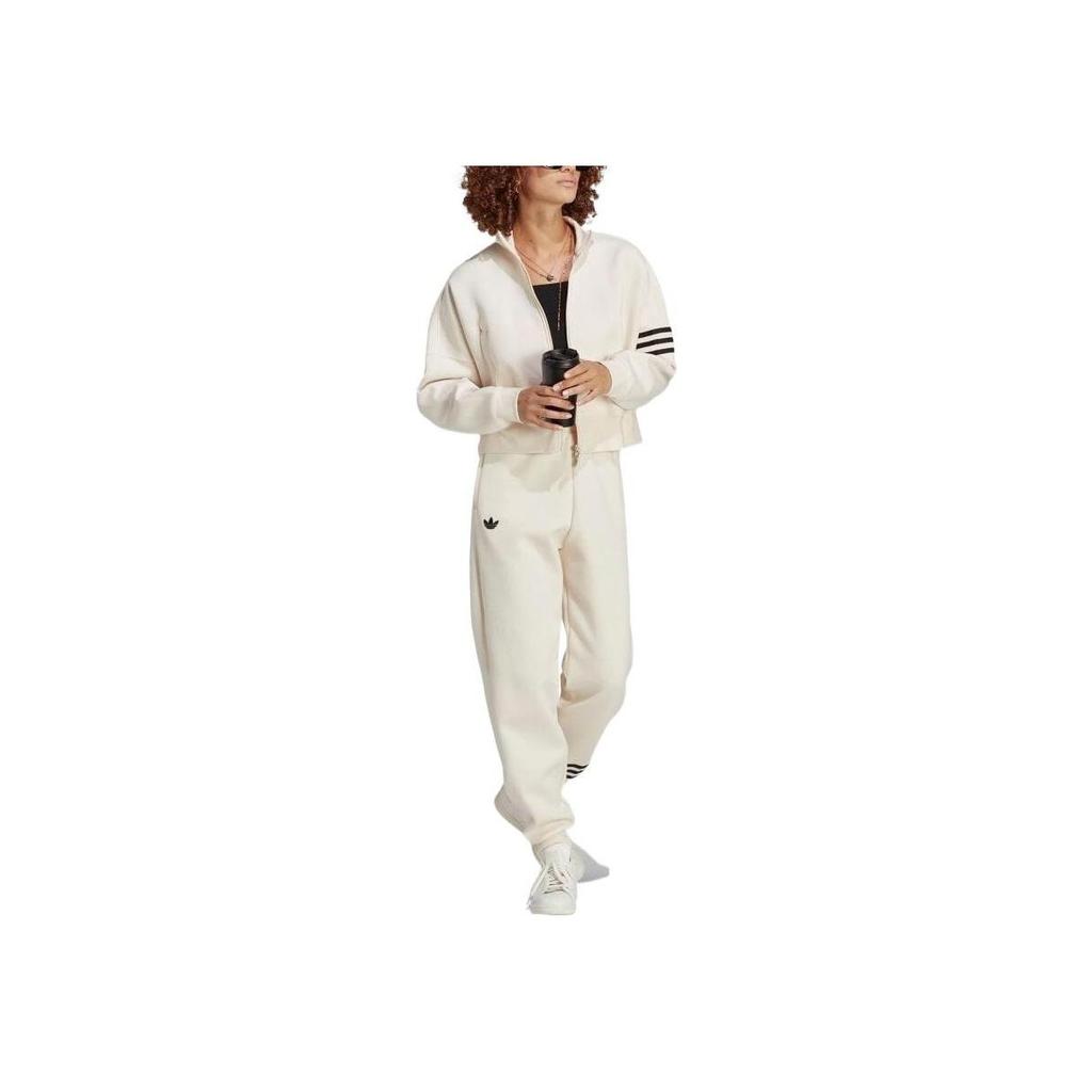 adidas Originals Trefoil Logo Высокий воротник 3-полосная спортивная куртка на молнии Женская куртка Miracle-White IB7316