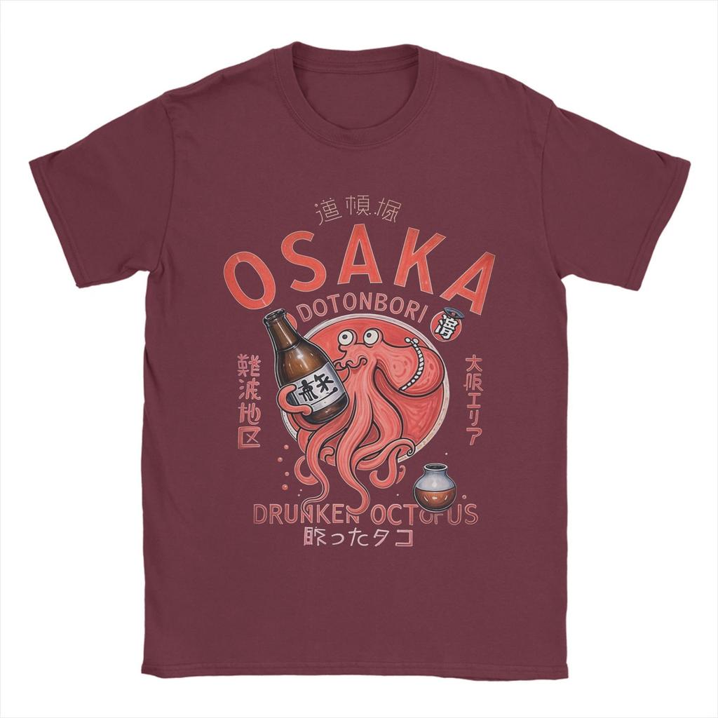 Мужская футболка Osaka Dotonbori Drunken Octopus 100% хлопок Забавная футболка Футболка с круглым вырезом Футболка с коротким рукавом Топы Идея для подарка