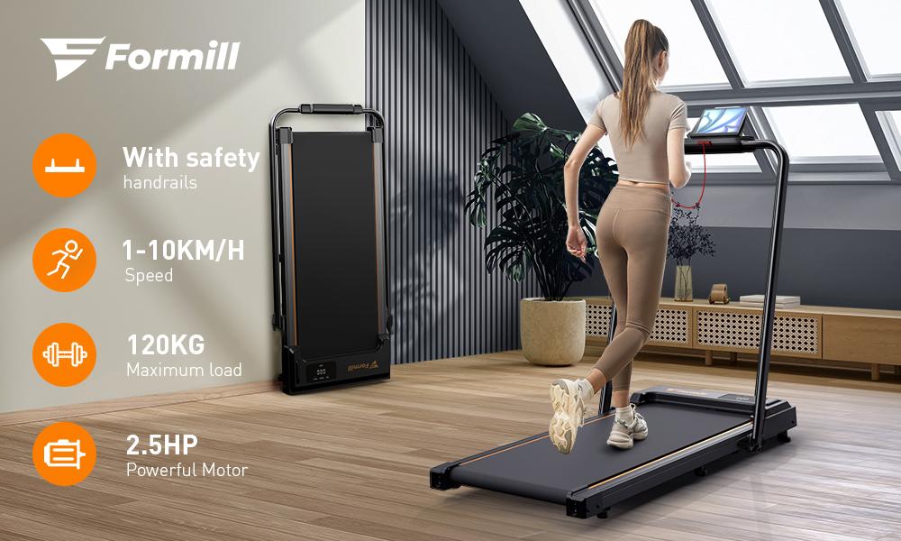 Walking Pad FT51 1–10 km/h Speed 0.75–2.5 HP Peak Motor Power 950 × 380 mm Running Surface 120 kg Maximum Load Capacity
