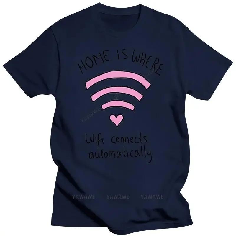 T-Shirt-Logo Wifi Love-Home Is Where Wifi Connects Automatically-Fun Plus Size Tee Shirt MAN TEE-SHIRT TOP