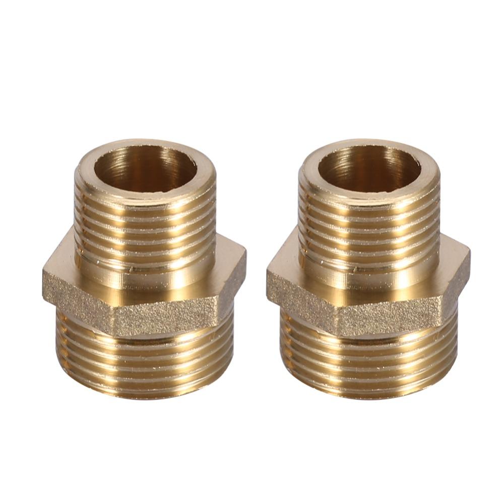 2pcs Male Threaded Ends Hex Nipple Adapter Reducing Male Connector Water System Connection