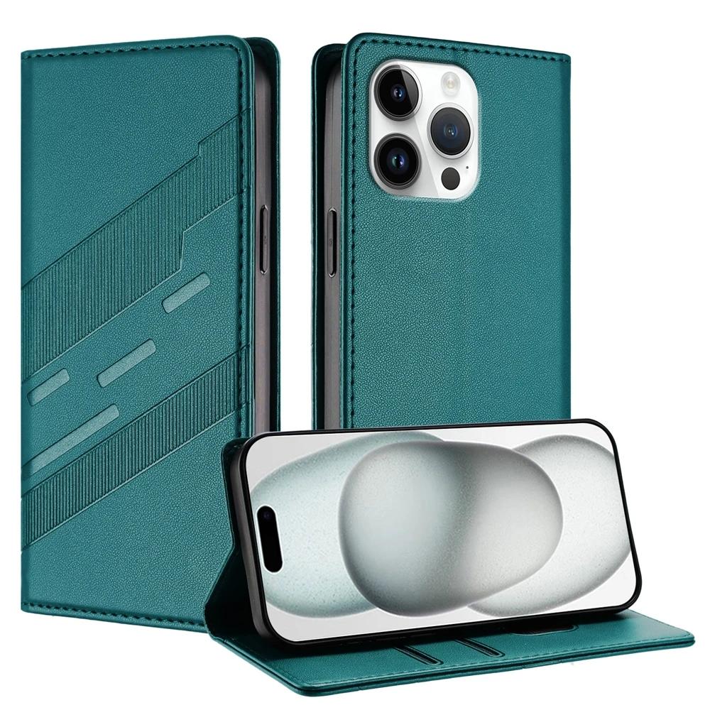 Деловой кожаный кошелек-книжка для iPhone 16 Pro Max 16E 11 12 13 14 Plus 15 XS Max XR Слот для карт Магнитная сумка Чехол для телефона