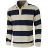 Men Long-sleeved T-shirt 2025 Autumn New Fashion Trend Striped Printing Casual Loose Outdoor Camping Lapel Top Couple POLO Shirt