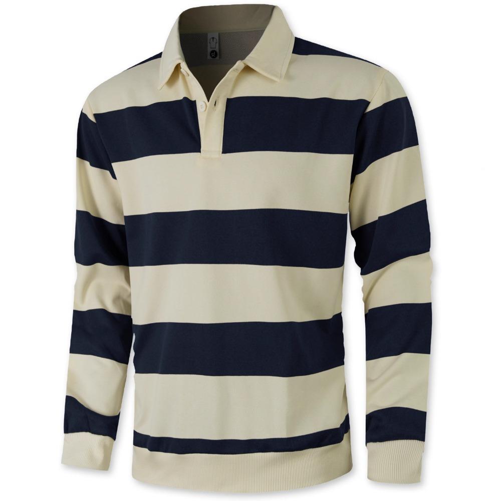Men Long-sleeved T-shirt 2025 Autumn New Fashion Trend Striped Printing Casual Loose Outdoor Camping Lapel Top Couple POLO Shirt
