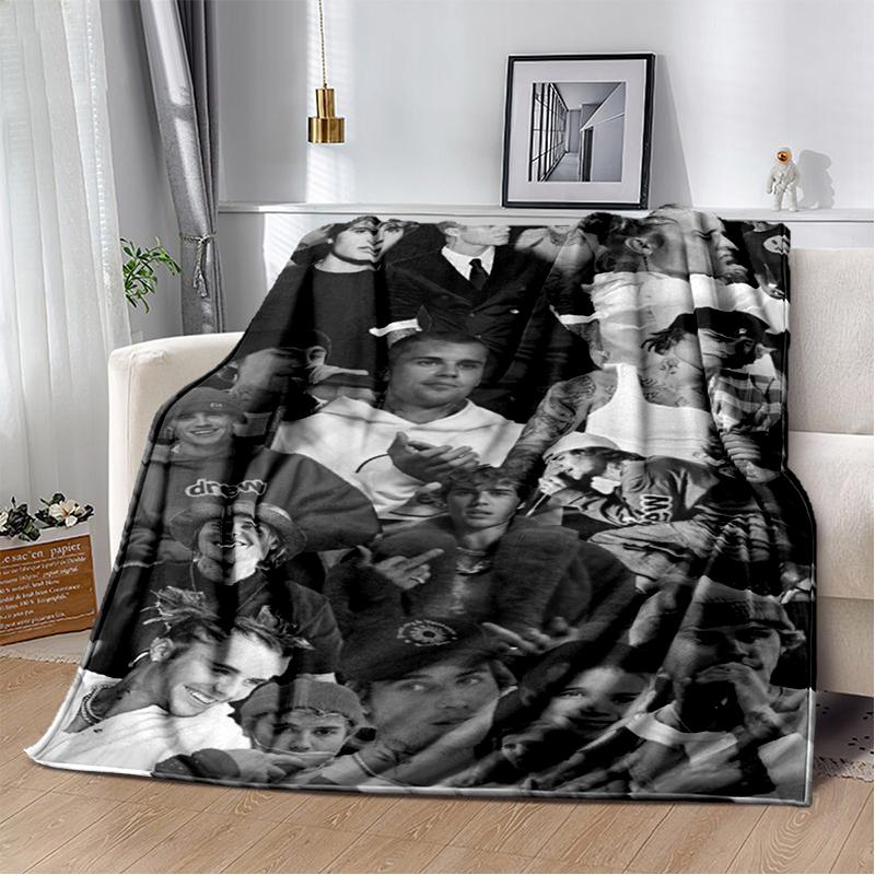 Новый стиль 2025 года Плед Джастина Дрю Бибера Певец JB, Мягкий плед для дома Спальни Кровати Дивана Путешествия Пикника Покрытие Подарок Ребенку