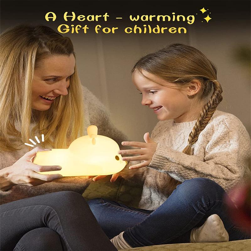 Силиконовый светодиодный ночник с милым оленем, 7 цветов, тип C, перезаряжаемая многоцветная настольная лампа для младенцев и детей