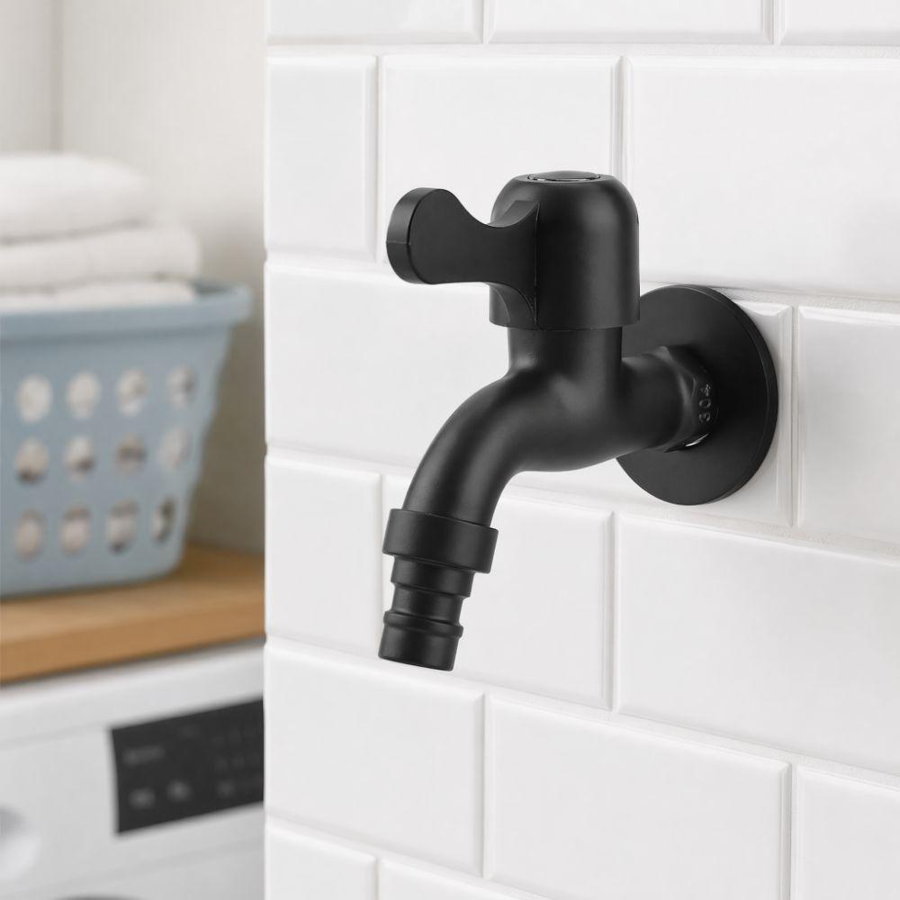 Wall Mount Water Faucet Black Faucet Easy Install Water Tap Outdoor