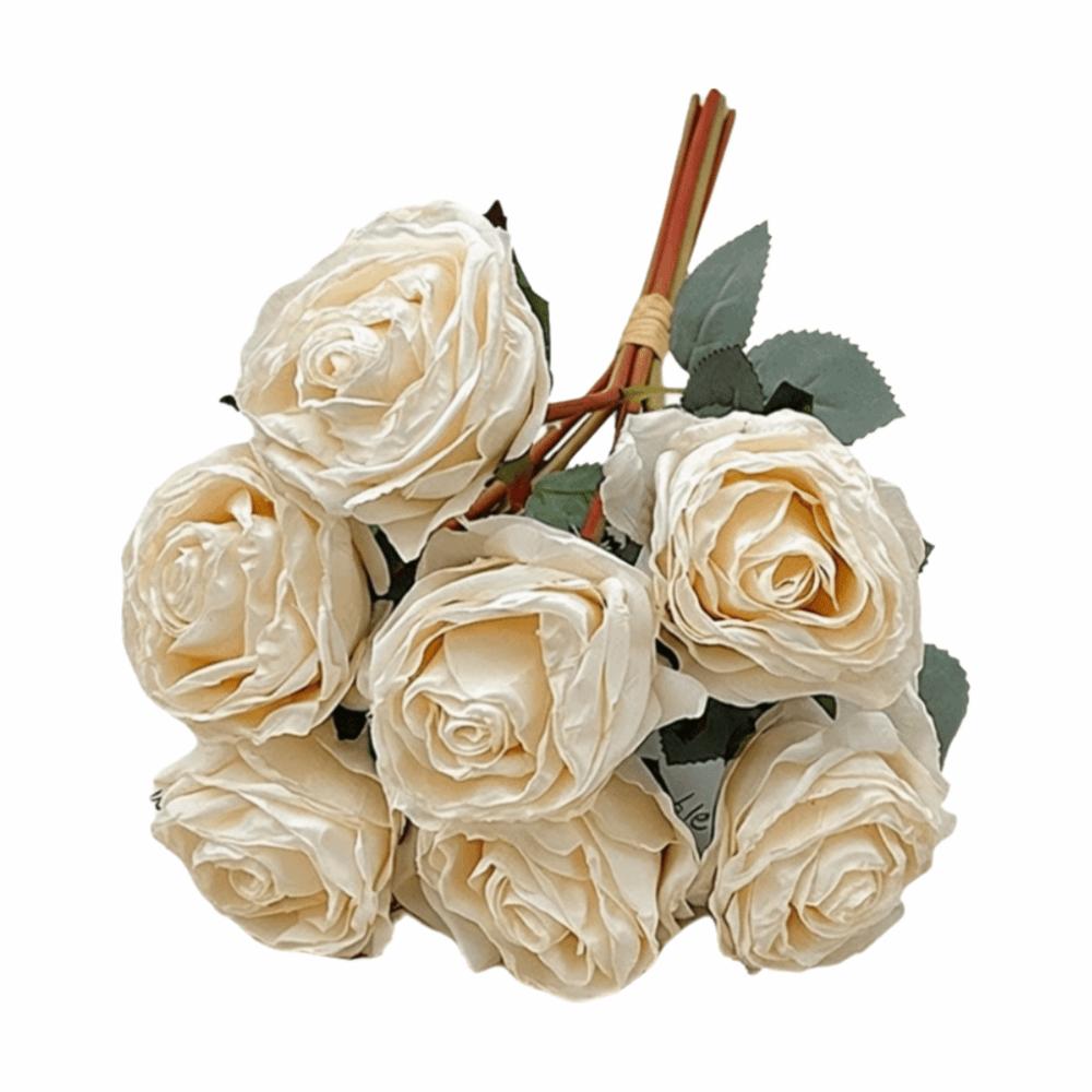 7PCS/Bundle 7 Head Rose Artificial Flower Multicolor Silk Petals Simulation Rose Flower Photo Props Table Ornament