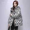 Mid Length Down Cotton Jacket for Women's Winter New Fashionable Standing Collar Hooded Winter Clothing