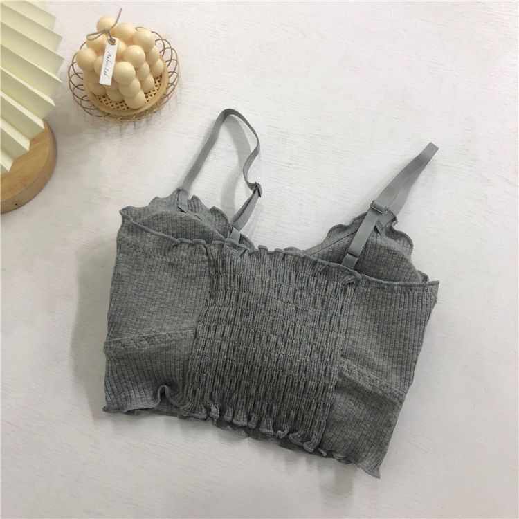 Women Long Bras Ruffles Solid Black White Bras For Female Brassiere Elastic Girls Bras Workout Sports Bra Tank Tops