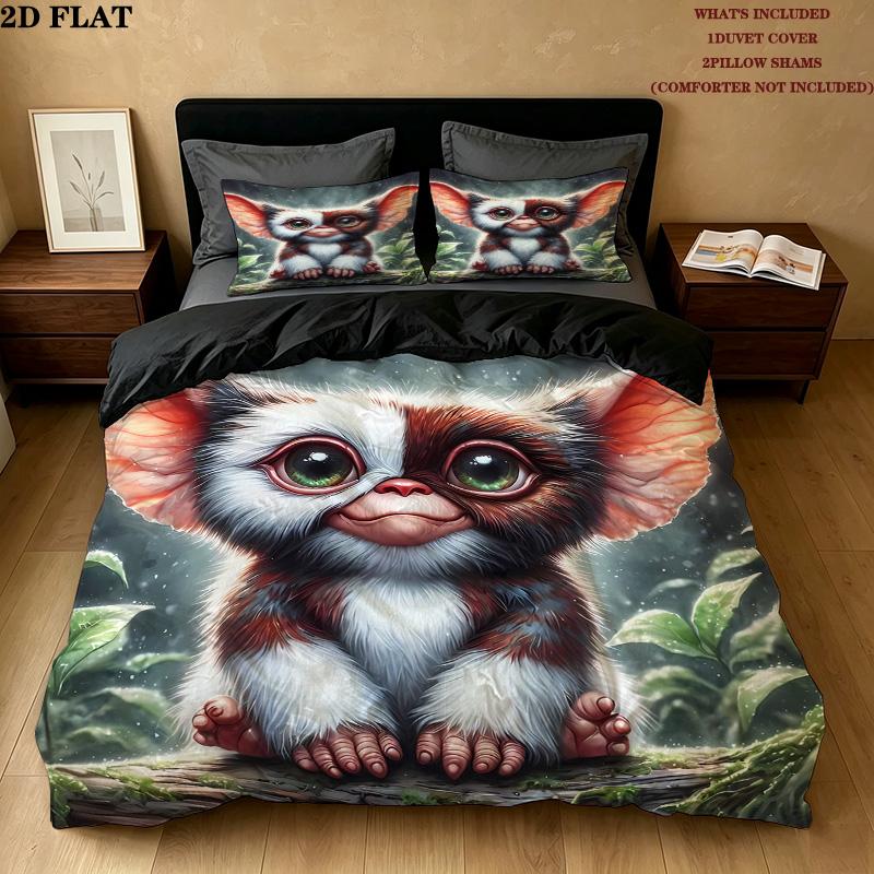 Gizmo Gremlins Pattern Bedding Quilt Set Quilt Cover Pillowcase Home Birthday Gift(1 * duvet cover + 2 * pillowcase, without core)