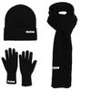 Solid Color Hat Scarf Gloves Set Warm Winter Beanie Hat Neck Protector Thermal Knit Cap  Skiing