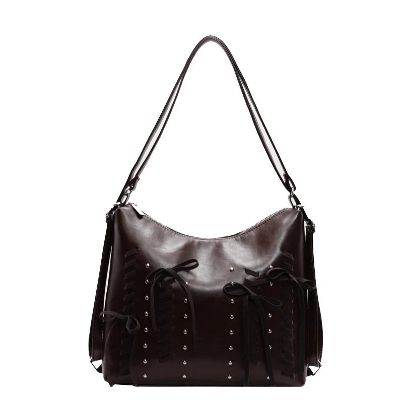 Модные заклепочные плечевые ремни из полиуретана большой емкости высокого качества эксклюзивный дизайн сумок