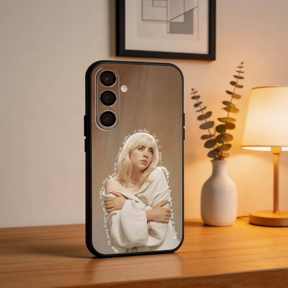 Модный Чехол Для Телефона B-Billies E-Eilishs Для Samsung A73,A21s,A22,A31,A32,A52,A53,A71,A80,Мягкий Черный Корпус