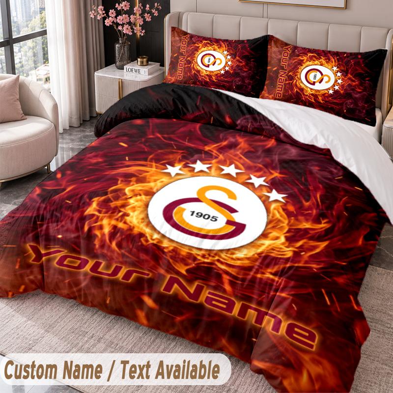 Galatasaray FC Printed Bedding Set Custom Name Text 1 Duvet Cover 2 Pillowcases For Bedroom